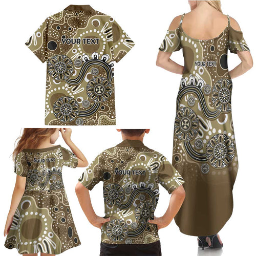 Personalised NAIDOC Week 50 Years Deadly Always Family Matching Summer Maxi Dress and Hawaiian Shirt Brown Aboriginal Artwork Dot Painting
