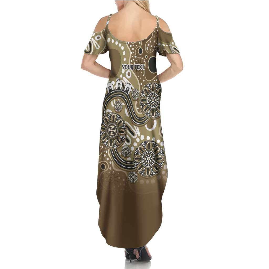 Personalised NAIDOC Week 50 Years Deadly Always Family Matching Summer Maxi Dress and Hawaiian Shirt Brown Aboriginal Artwork Dot Painting
