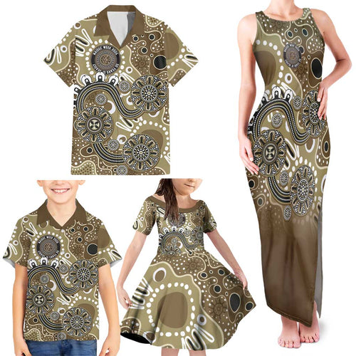 Personalised NAIDOC Week 50 Years Deadly Always Family Matching Tank Maxi Dress and Hawaiian Shirt Brown Aboriginal Artwork Dot Painting