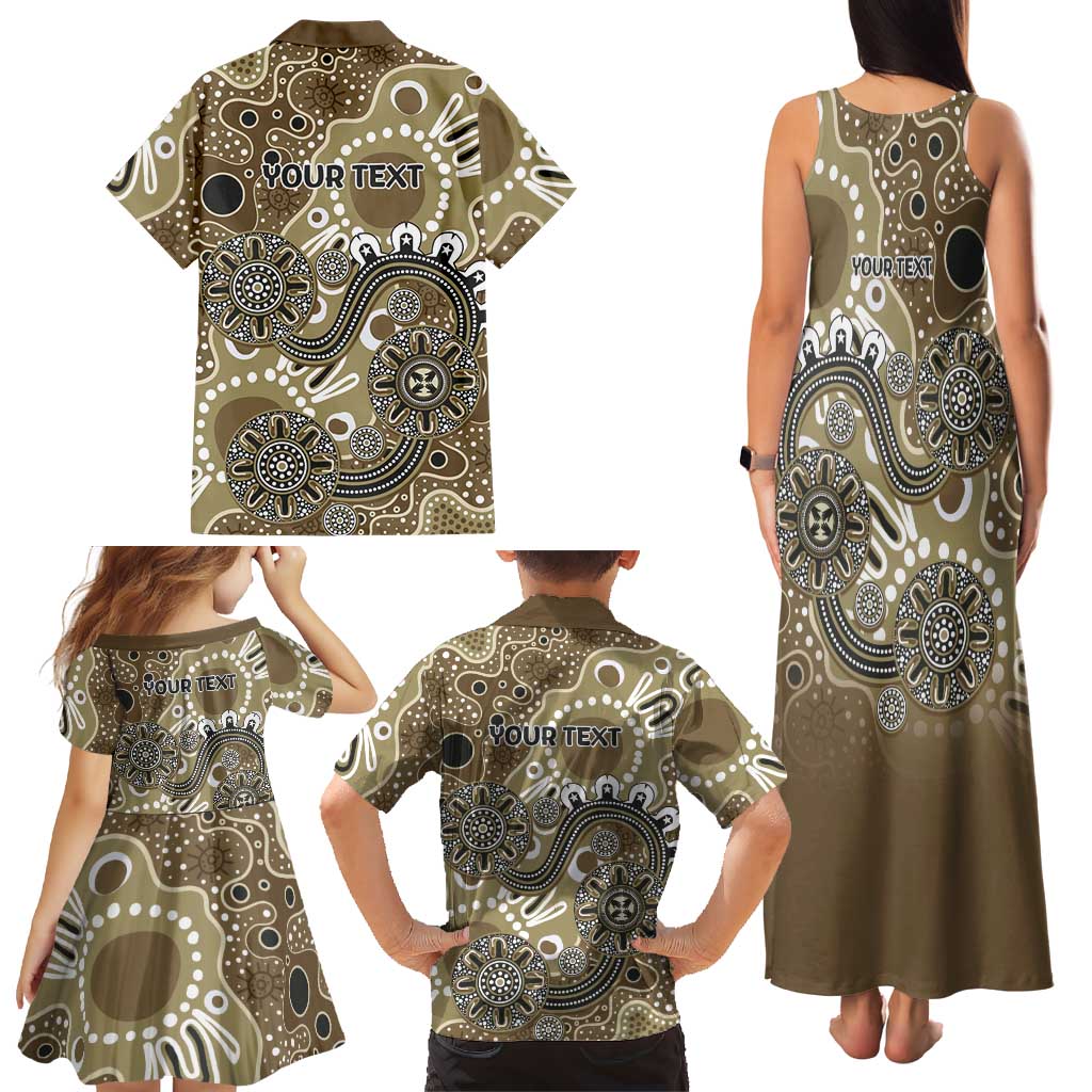 Personalised NAIDOC Week 50 Years Deadly Always Family Matching Tank Maxi Dress and Hawaiian Shirt Brown Aboriginal Artwork Dot Painting