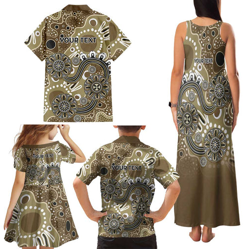 Personalised NAIDOC Week 50 Years Deadly Always Family Matching Tank Maxi Dress and Hawaiian Shirt Brown Aboriginal Artwork Dot Painting