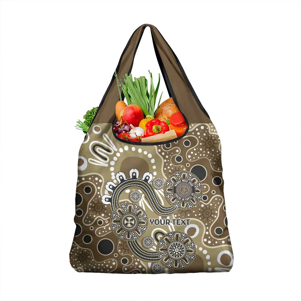Personalised NAIDOC Week 50 Years Deadly Always Grocery Bag Brown Aboriginal Artwork Dot Painting