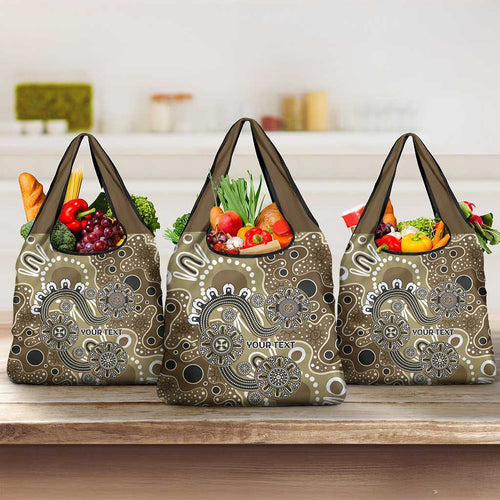 Personalised NAIDOC Week 50 Years Deadly Always Grocery Bag Brown Aboriginal Artwork Dot Painting