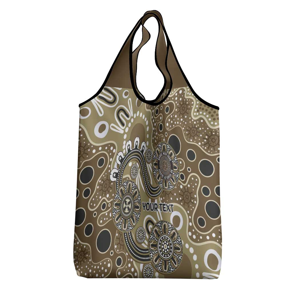 Personalised NAIDOC Week 50 Years Deadly Always Grocery Bag Brown Aboriginal Artwork Dot Painting