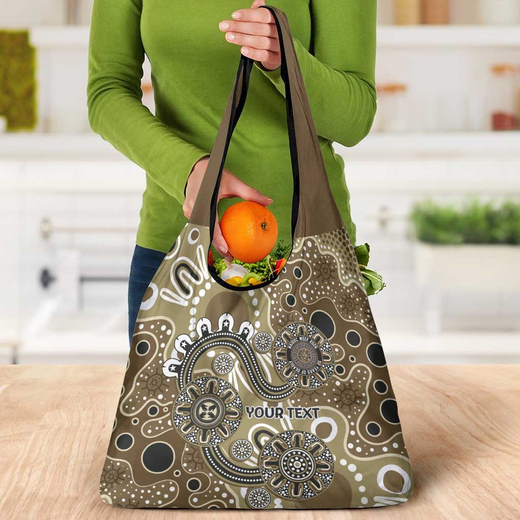 Personalised NAIDOC Week 50 Years Deadly Always Grocery Bag Brown Aboriginal Artwork Dot Painting