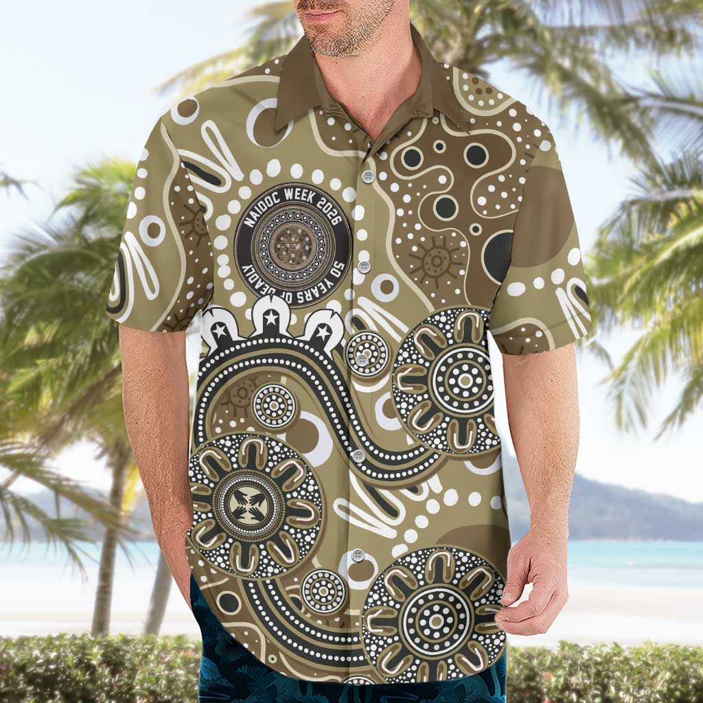 Personalised NAIDOC Week 50 Years Deadly Always Hawaiian Shirt Brown Aboriginal Artwork Dot Painting