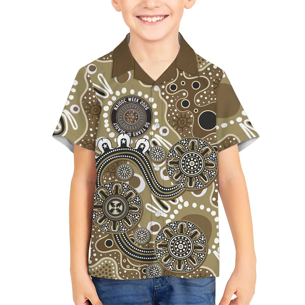 Personalised NAIDOC Week 50 Years Deadly Always Hawaiian Shirt Brown Aboriginal Artwork Dot Painting