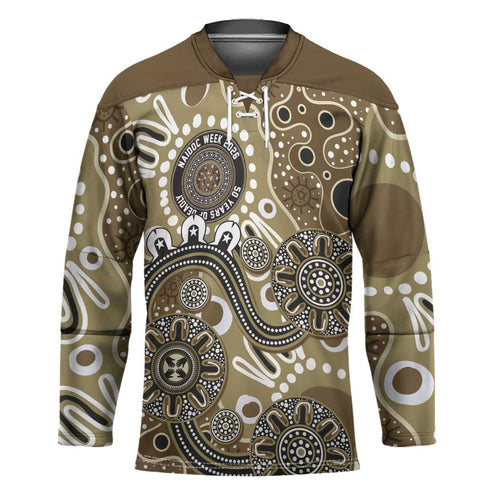 Personalised NAIDOC Week 50 Years Deadly Always Hockey Jersey Brown Aboriginal Artwork Dot Painting