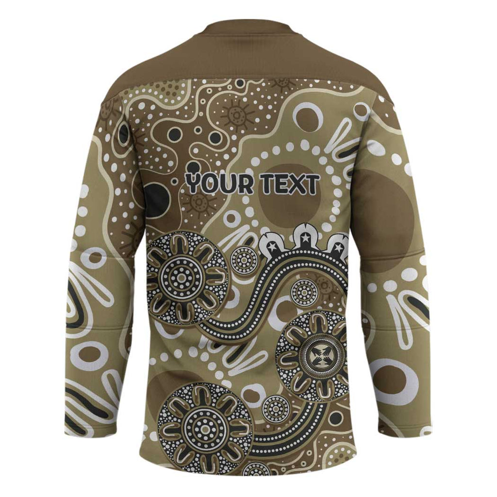 Personalised NAIDOC Week 50 Years Deadly Always Hockey Jersey Brown Aboriginal Artwork Dot Painting