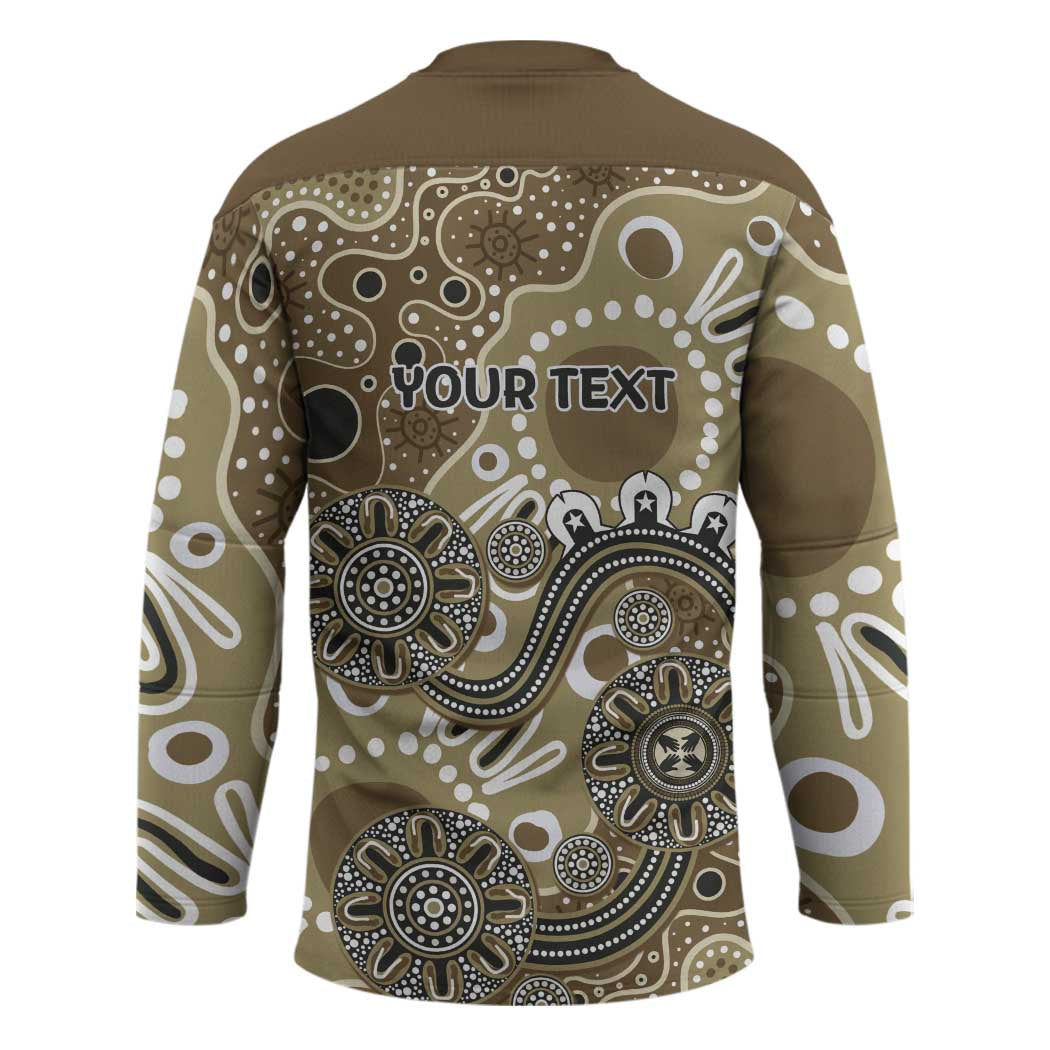 Personalised NAIDOC Week 50 Years Deadly Always Hockey Jersey Brown Aboriginal Artwork Dot Painting