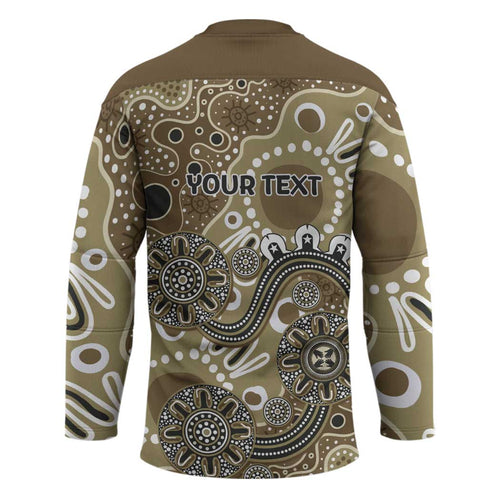 Personalised NAIDOC Week 50 Years Deadly Always Hockey Jersey Brown Aboriginal Artwork Dot Painting