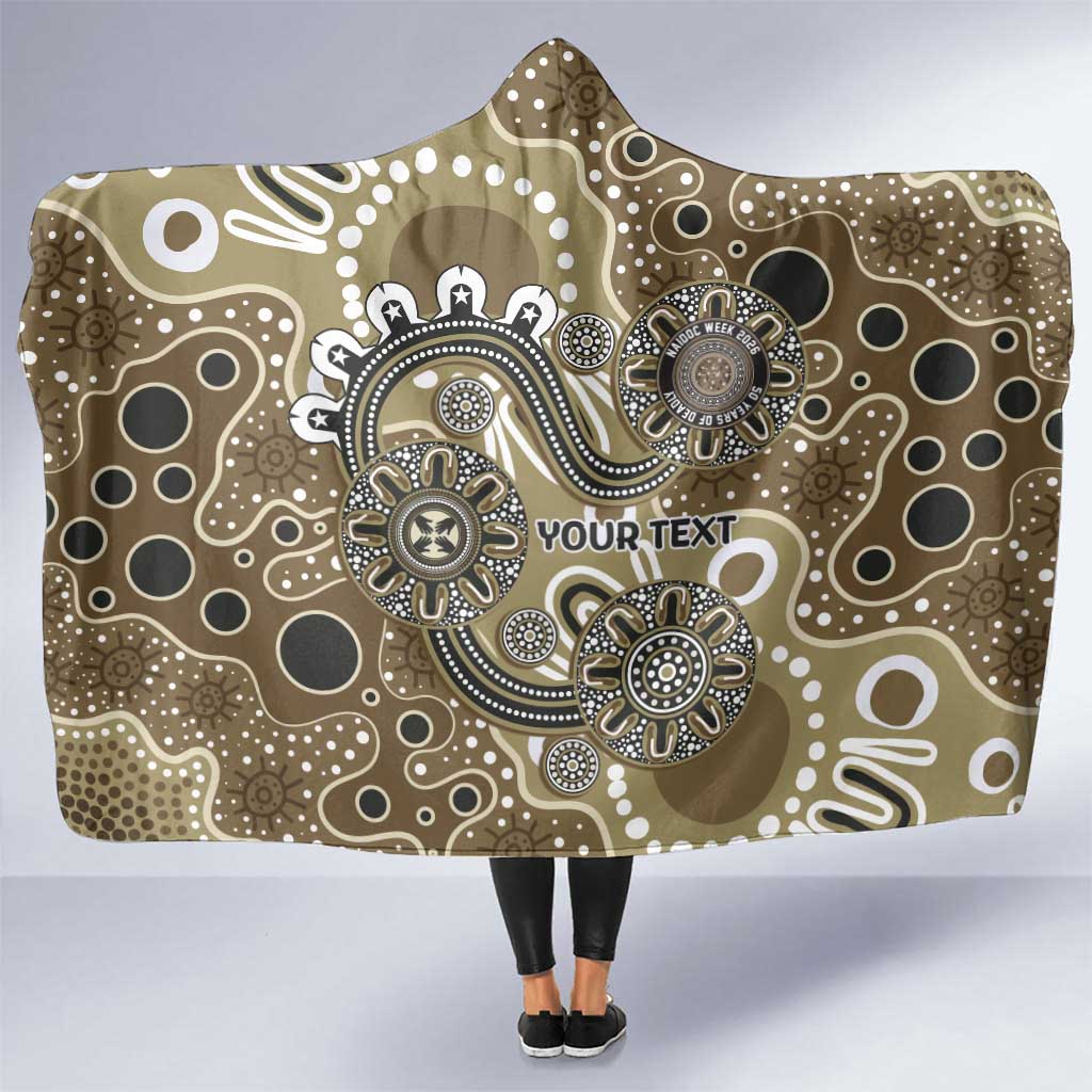 Personalised NAIDOC Week 50 Years Deadly Always Hooded Blanket Brown Aboriginal Artwork Dot Painting
