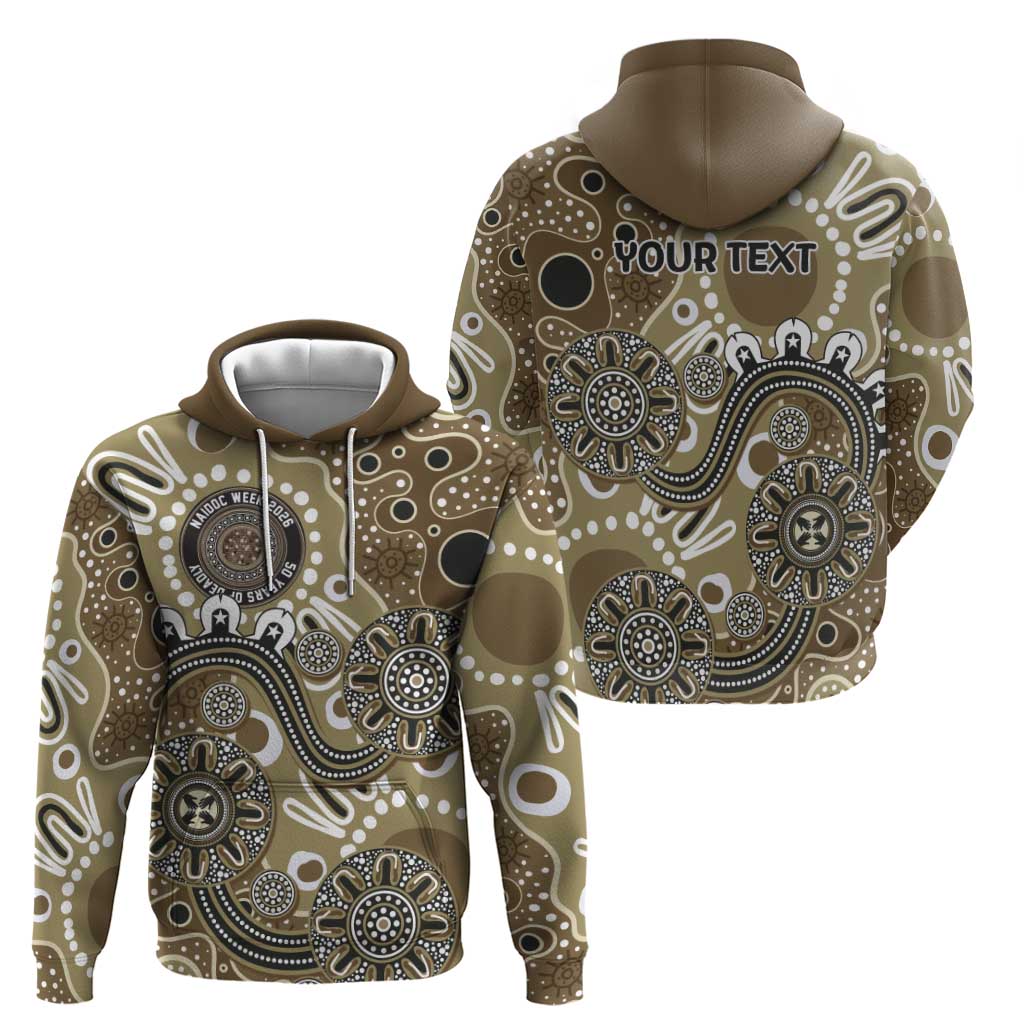Personalised NAIDOC Week 50 Years Deadly Always Hoodie Brown Aboriginal Artwork Dot Painting