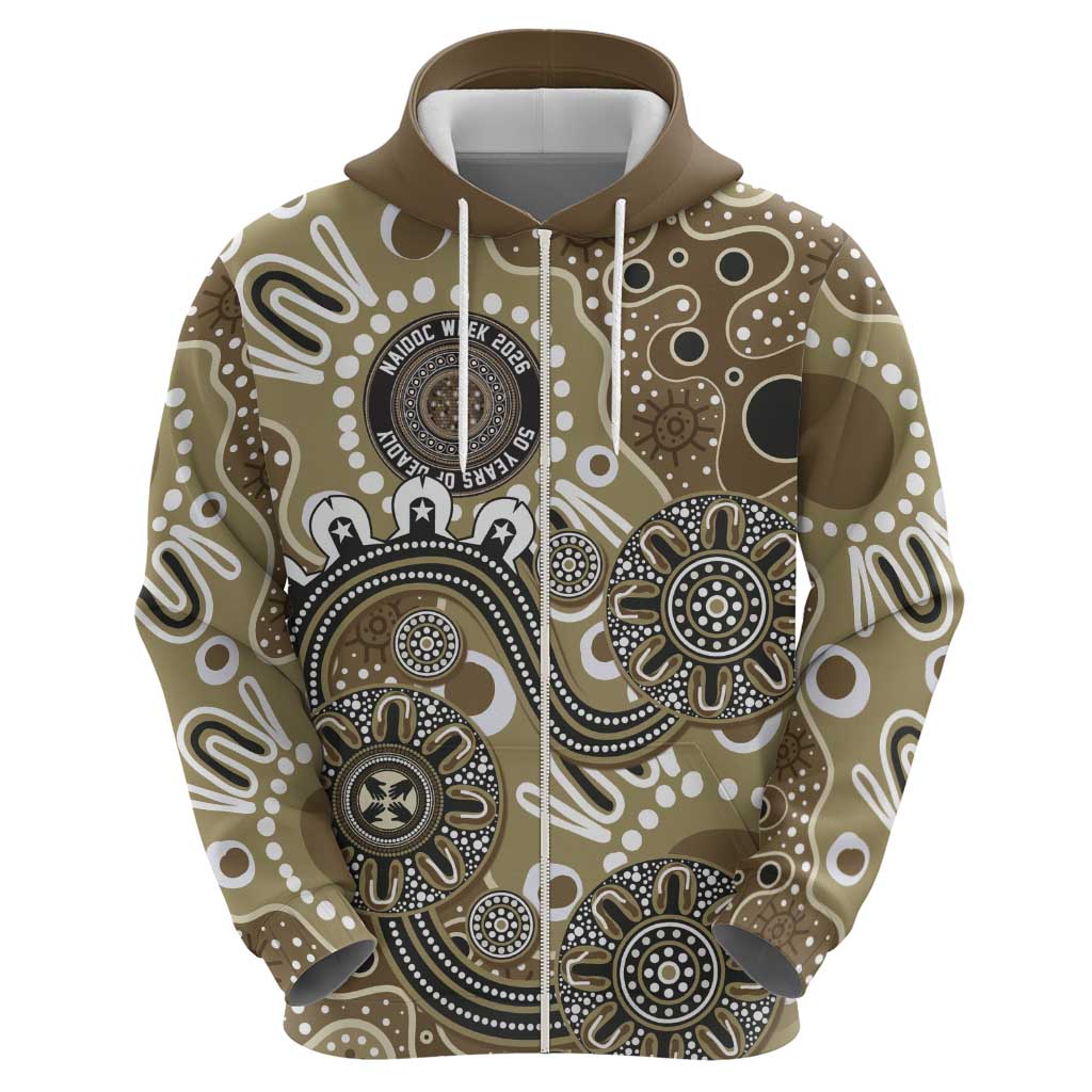 Personalised NAIDOC Week 50 Years Deadly Always Hoodie Brown Aboriginal Artwork Dot Painting