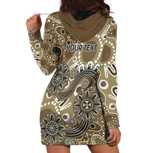 Personalised NAIDOC Week 50 Years Deadly Always Hoodie Dress Brown Aboriginal Artwork Dot Painting