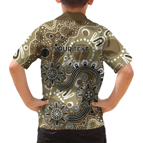 Personalised NAIDOC Week 50 Years Deadly Always Kid Hawaiian Shirt Brown Aboriginal Artwork Dot Painting