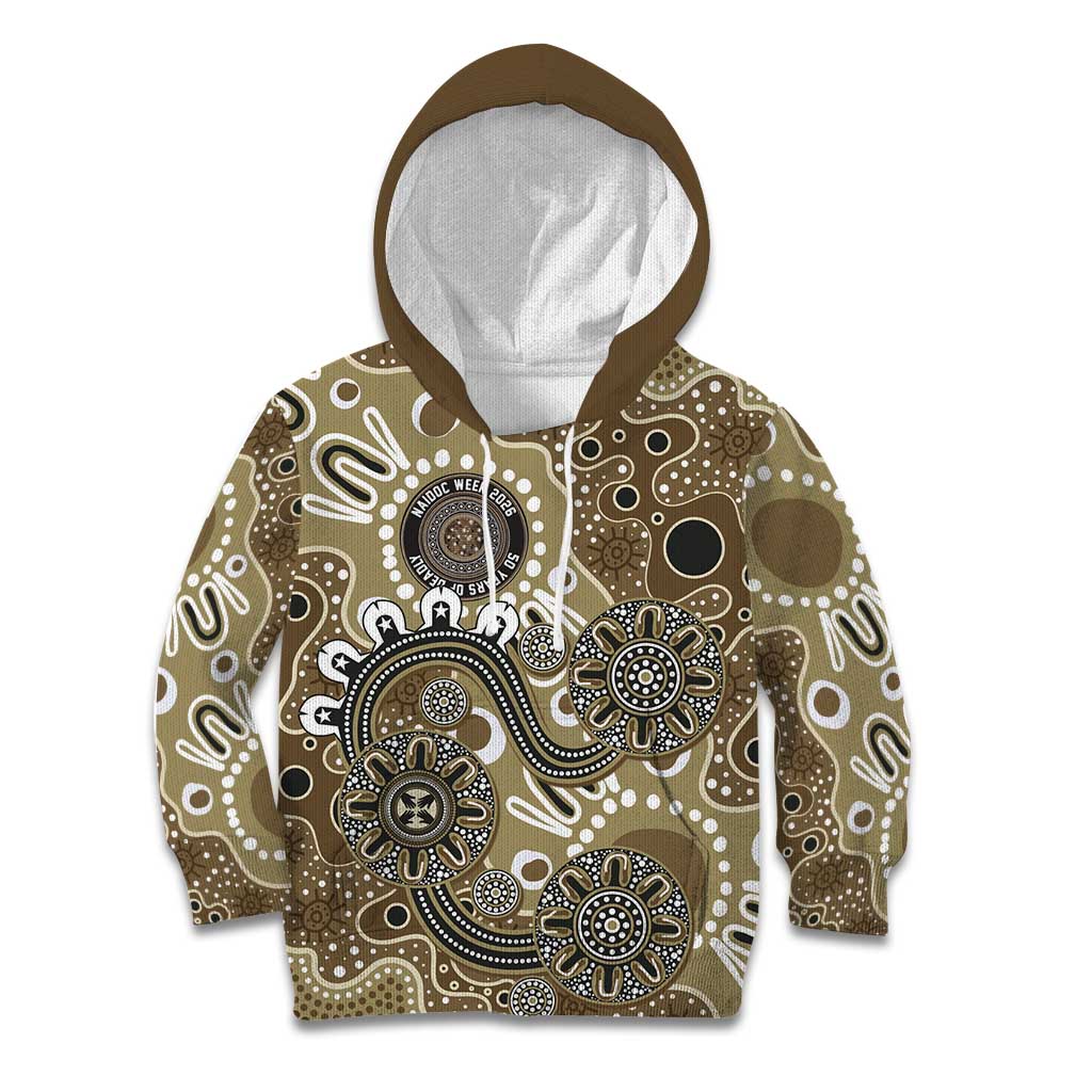 Personalised NAIDOC Week 50 Years Deadly Always Kid Hoodie Brown Aboriginal Artwork Dot Painting