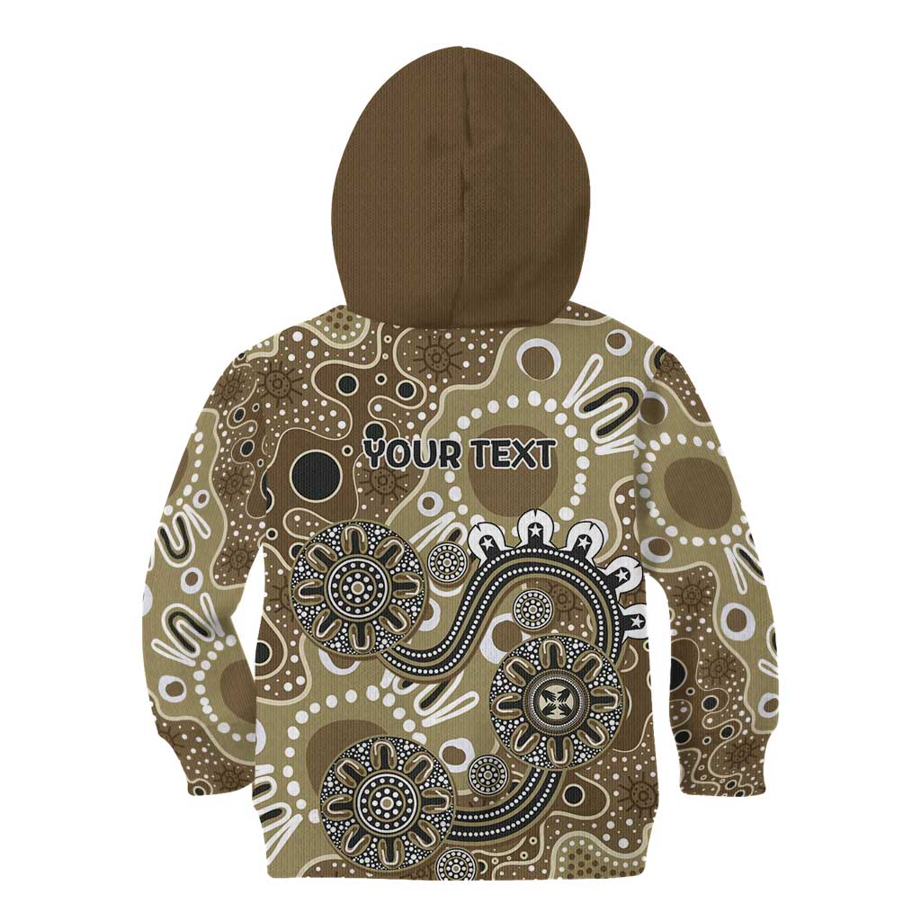 Personalised NAIDOC Week 50 Years Deadly Always Kid Hoodie Brown Aboriginal Artwork Dot Painting