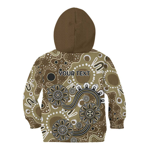 Personalised NAIDOC Week 50 Years Deadly Always Kid Hoodie Brown Aboriginal Artwork Dot Painting