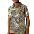 Personalised NAIDOC Week 50 Years Deadly Always Kid Polo Shirt Brown Aboriginal Artwork Dot Painting