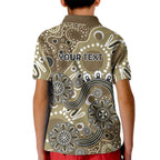 Personalised NAIDOC Week 50 Years Deadly Always Kid Polo Shirt Brown Aboriginal Artwork Dot Painting