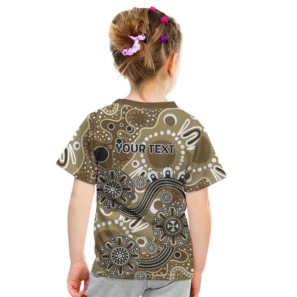 Personalised NAIDOC Week 50 Years Deadly Always Kid T Shirt Brown Aboriginal Artwork Dot Painting