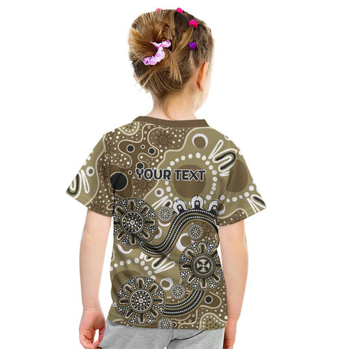 Personalised NAIDOC Week 50 Years Deadly Always Kid T Shirt Brown Aboriginal Artwork Dot Painting