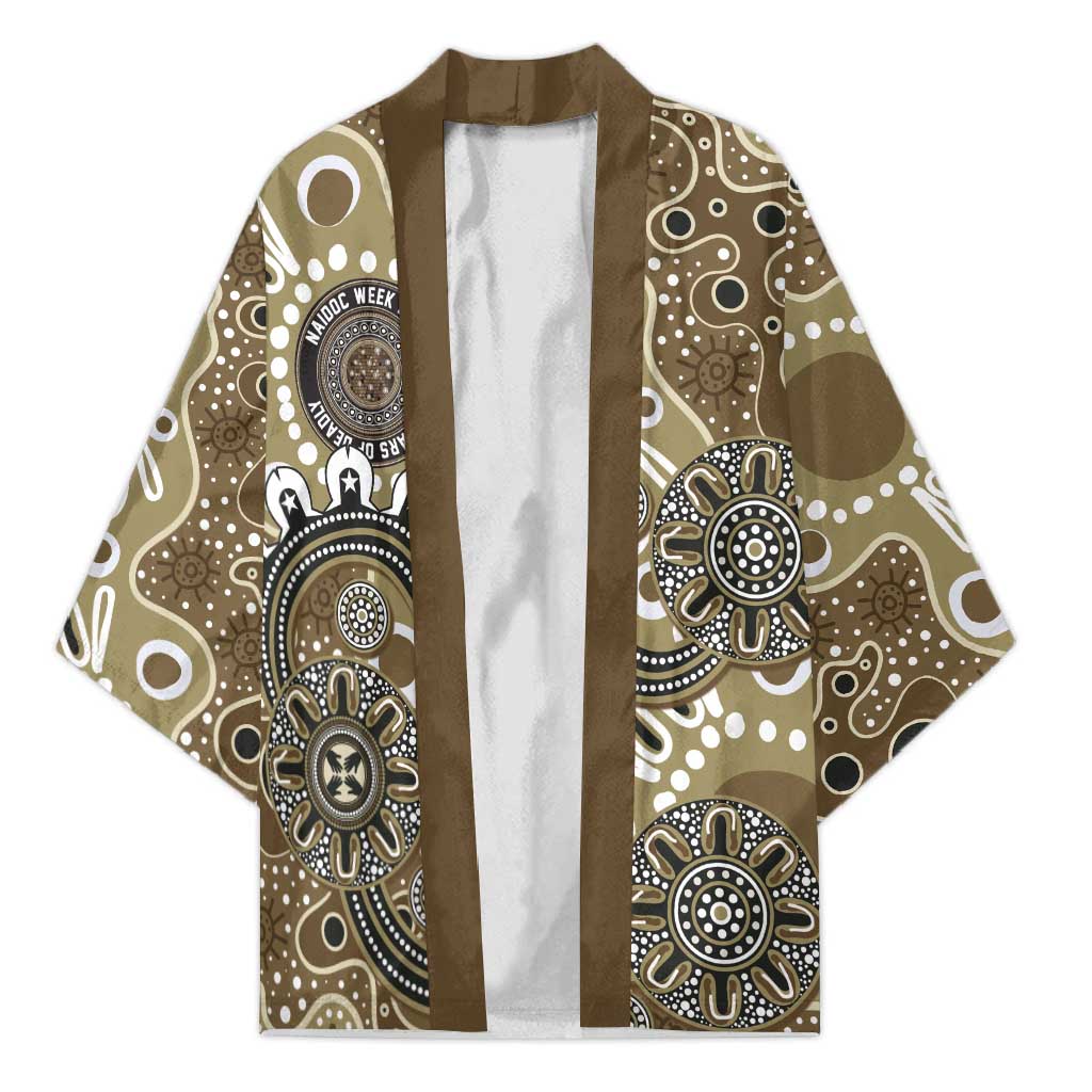 Personalised NAIDOC Week 50 Years Deadly Always Kimono Brown Aboriginal Artwork Dot Painting