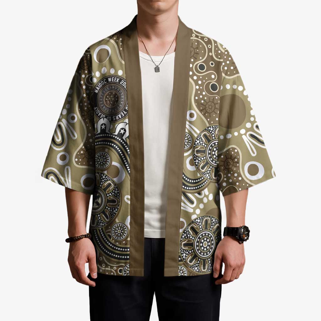 Personalised NAIDOC Week 50 Years Deadly Always Kimono Brown Aboriginal Artwork Dot Painting