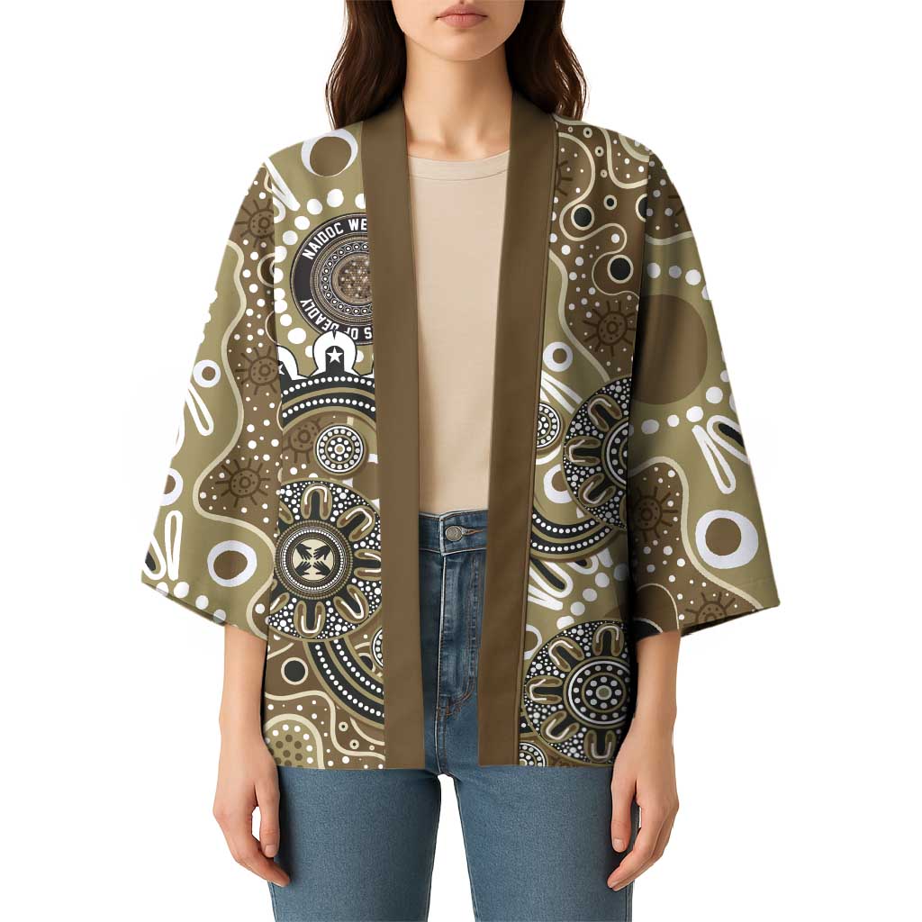 Personalised NAIDOC Week 50 Years Deadly Always Kimono Brown Aboriginal Artwork Dot Painting