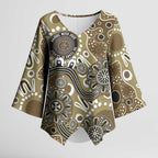 Personalised NAIDOC Week 50 Years Deadly Always Kimono Sleeve Blouse Brown Aboriginal Artwork Dot Painting