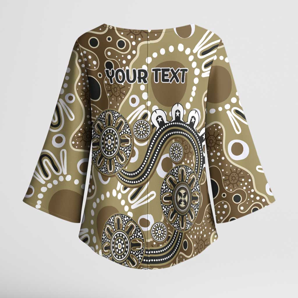 Personalised NAIDOC Week 50 Years Deadly Always Kimono Sleeve Blouse Brown Aboriginal Artwork Dot Painting