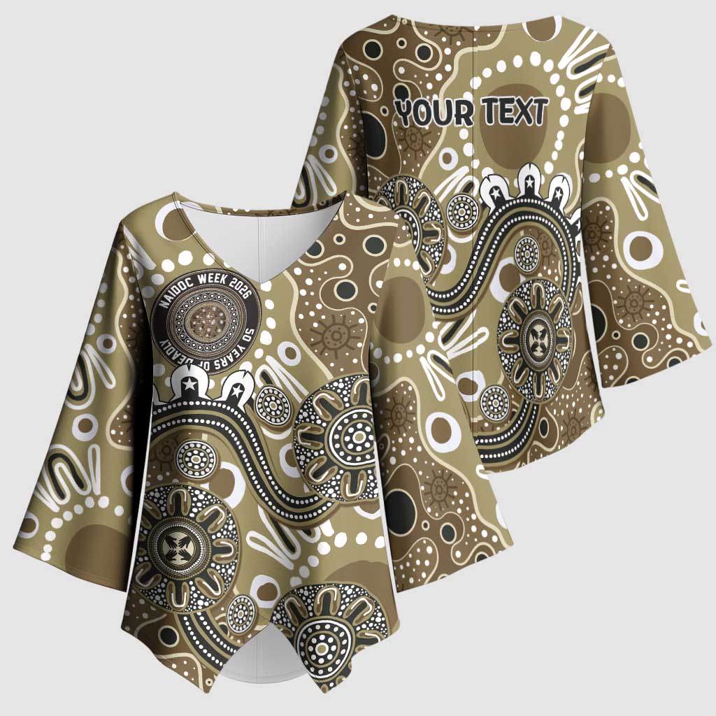 Personalised NAIDOC Week 50 Years Deadly Always Kimono Sleeve Blouse Brown Aboriginal Artwork Dot Painting