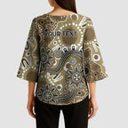 Personalised NAIDOC Week 50 Years Deadly Always Kimono Sleeve Blouse Brown Aboriginal Artwork Dot Painting