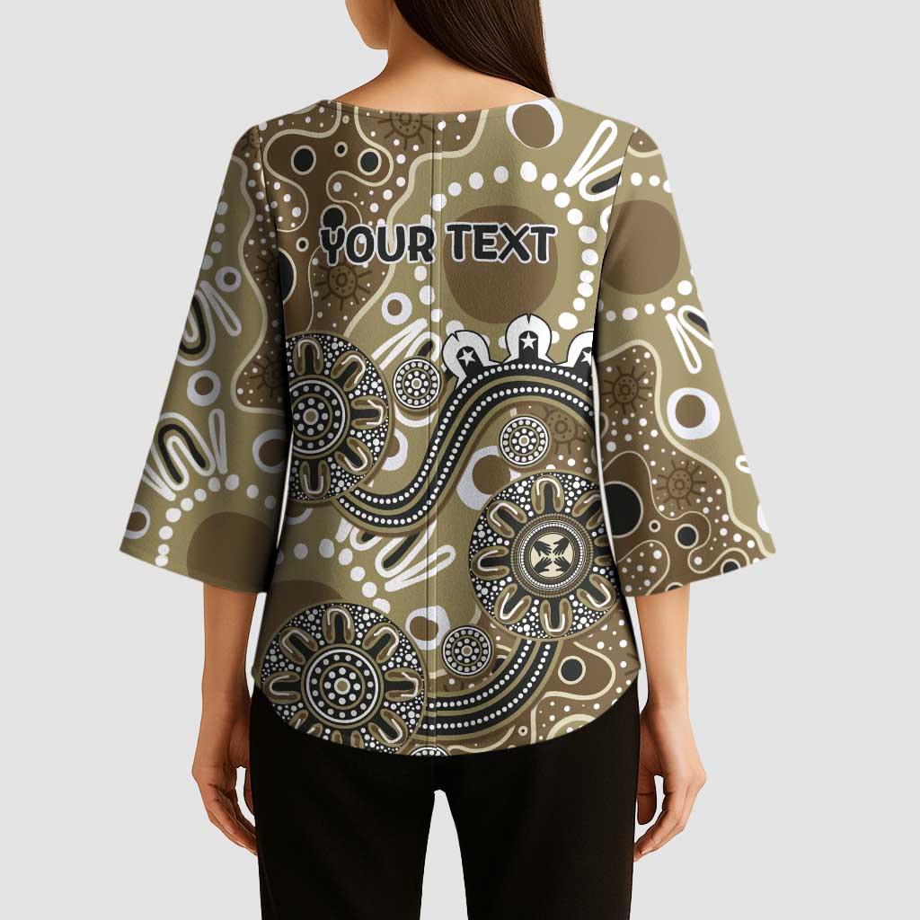 Personalised NAIDOC Week 50 Years Deadly Always Kimono Sleeve Blouse Brown Aboriginal Artwork Dot Painting