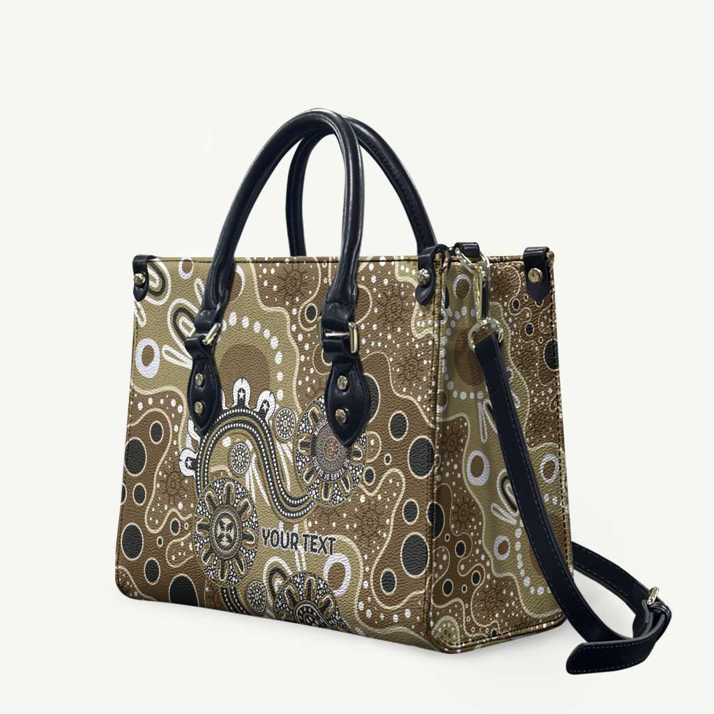 Personalised NAIDOC Week 50 Years Deadly Always Leather Bag Brown Aboriginal Artwork Dot Painting