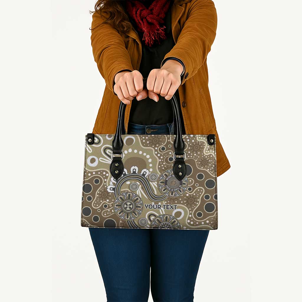 Personalised NAIDOC Week 50 Years Deadly Always Leather Bag Brown Aboriginal Artwork Dot Painting