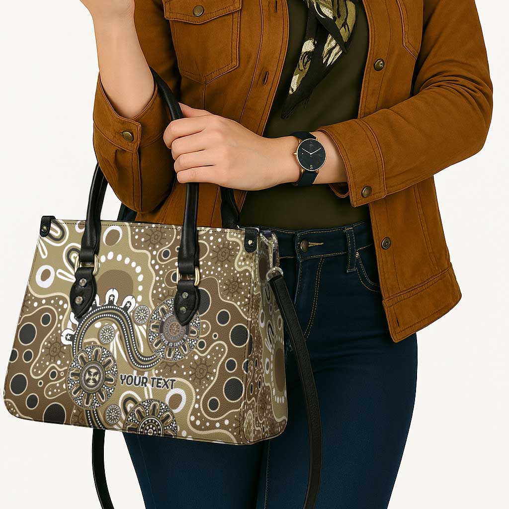 Personalised NAIDOC Week 50 Years Deadly Always Leather Bag Brown Aboriginal Artwork Dot Painting