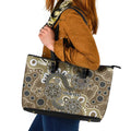 Personalised NAIDOC Week 50 Years Deadly Always Leather Tote Bag Brown Aboriginal Artwork Dot Painting
