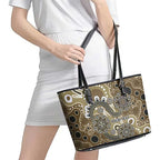 Personalised NAIDOC Week 50 Years Deadly Always Leather Tote Bag Brown Aboriginal Artwork Dot Painting