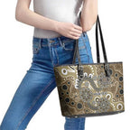 Personalised NAIDOC Week 50 Years Deadly Always Leather Tote Bag Brown Aboriginal Artwork Dot Painting