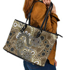 Personalised NAIDOC Week 50 Years Deadly Always Leather Tote Bag Brown Aboriginal Artwork Dot Painting