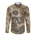 Personalised NAIDOC Week 50 Years Deadly Always Long Sleeve Button Shirt Brown Aboriginal Artwork Dot Painting