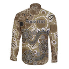 Personalised NAIDOC Week 50 Years Deadly Always Long Sleeve Button Shirt Brown Aboriginal Artwork Dot Painting