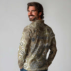 Personalised NAIDOC Week 50 Years Deadly Always Long Sleeve Polo Shirt Brown Aboriginal Artwork Dot Painting