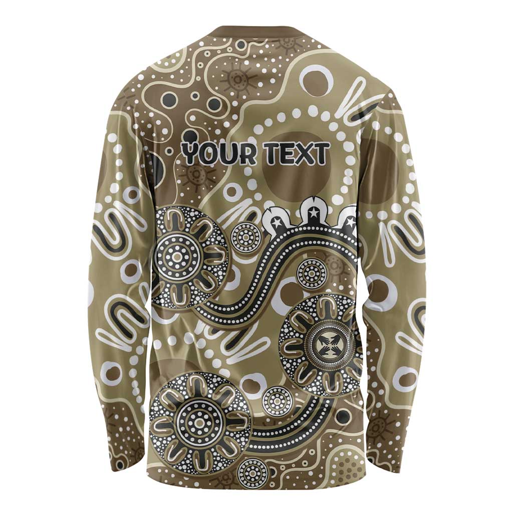 Personalised NAIDOC Week 50 Years Deadly Always Long Sleeve Shirt Brown Aboriginal Artwork Dot Painting