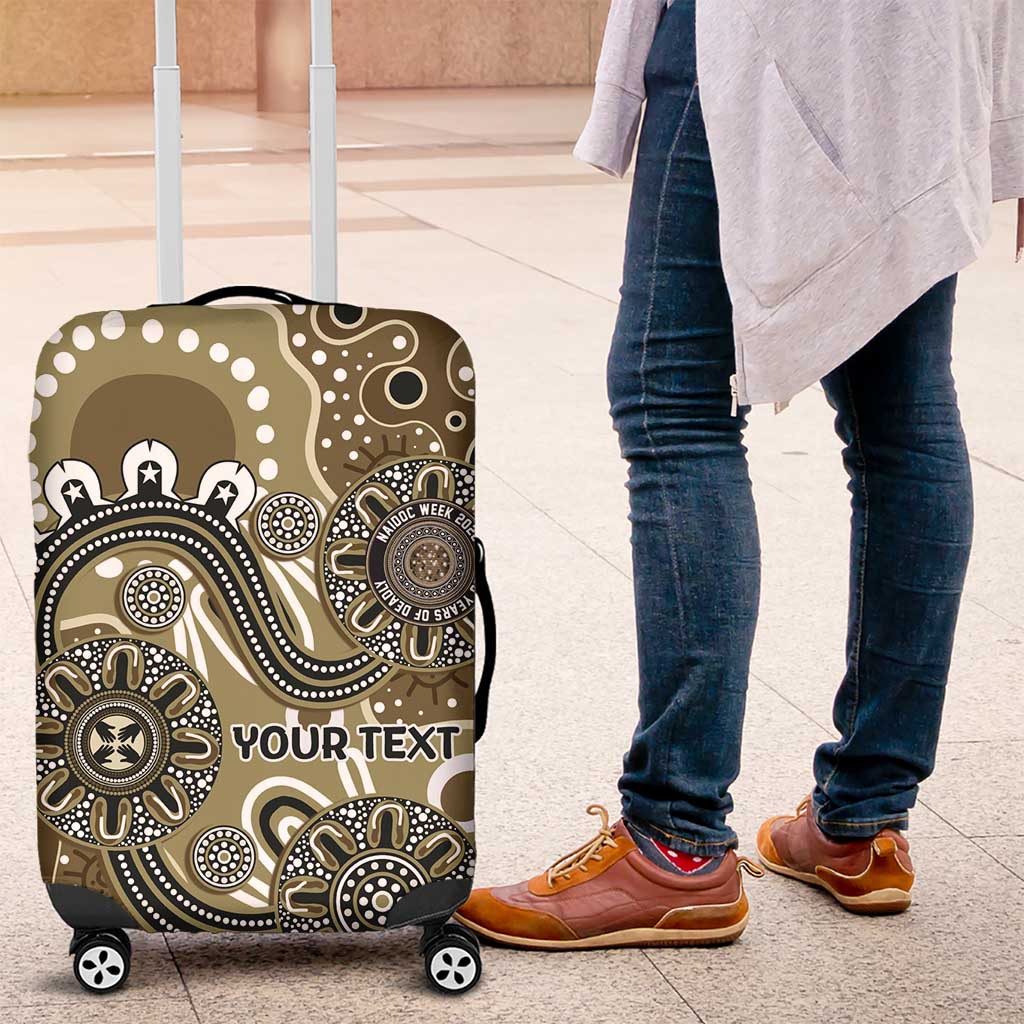 Personalised NAIDOC Week 50 Years Deadly Always Luggage Cover Brown Aboriginal Artwork Dot Painting