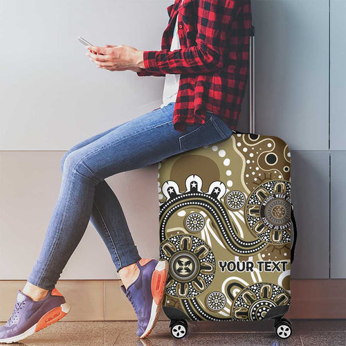 Personalised NAIDOC Week 50 Years Deadly Always Luggage Cover Brown Aboriginal Artwork Dot Painting