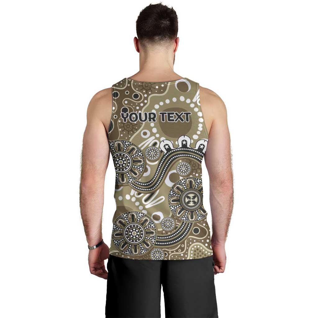 Personalised NAIDOC Week 50 Years Deadly Always Men Tank Top Brown Aboriginal Artwork Dot Painting