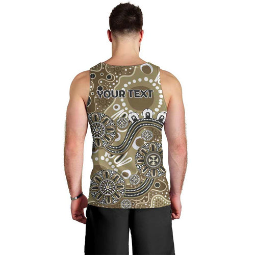 Personalised NAIDOC Week 50 Years Deadly Always Men Tank Top Brown Aboriginal Artwork Dot Painting